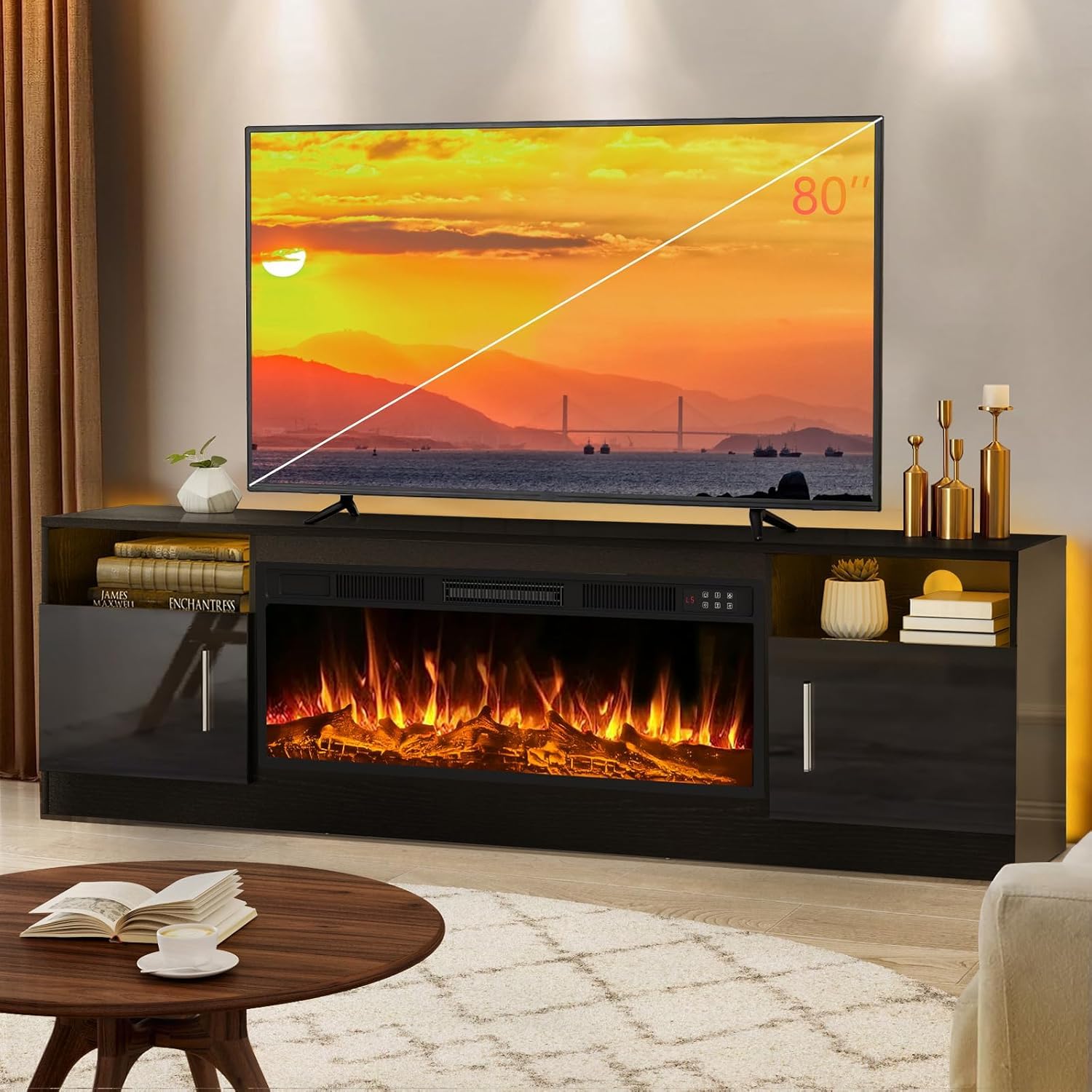 Amazon.com: LEMBERI Fireplace tv Stand with 36 inch Fireplace Up
